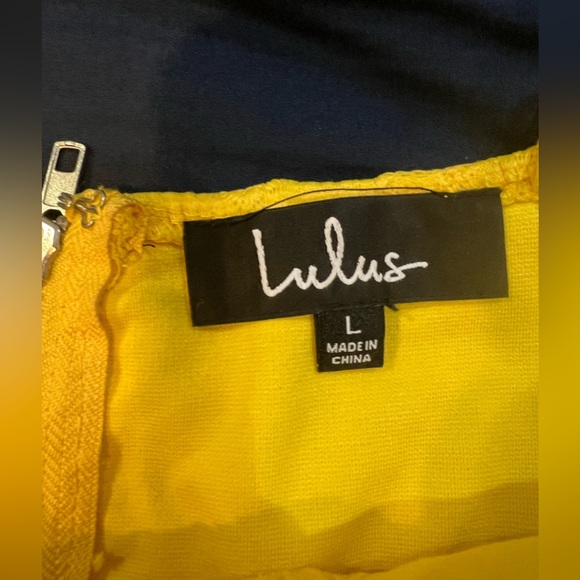 Lulus Spaghetti Strap Yellow Laced Dress Size L - Picture 2 of 6